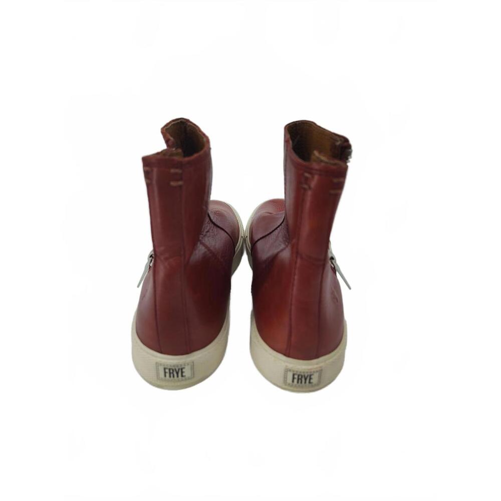 Frye Leather Gia Lug Zip Ankle Booties High Top Sneaker Size 7 Gloria Red Clay - Picture 11 of 13